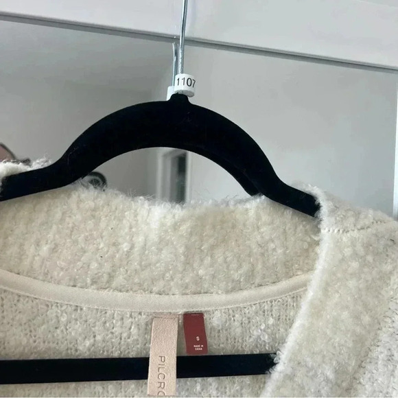 Anthropologie Pilcro Ivory Teddy V-neck Oversized Tunic Sweater S - Picture 9 of 10